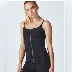 NWT FABLETICS Black Mia Tank with Zipper , Size L